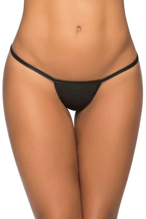 String ficelle en Y wetlook noir